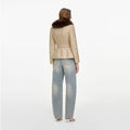 Gold Sequin Boucle Fur Collar Jacket