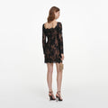 Black Sequin Lace Mini Dress