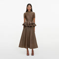 Bronze Peplum Knit Midi Dress