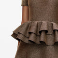 Bronze Peplum Knit Midi Dress