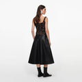 Black Faux Leather Midi Skirt