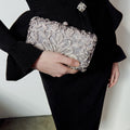 Silver Crystal Swan Clutch Bag