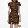 Black Velvet Flower Mini Dress