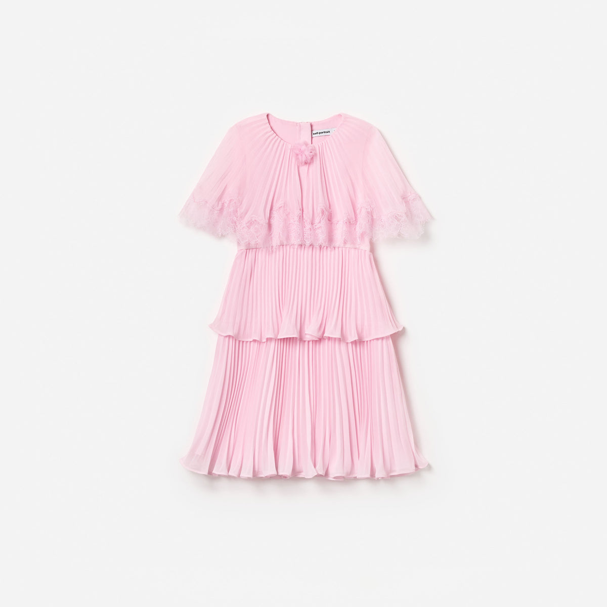 Pink Chiffon Tiered Cape Dress
