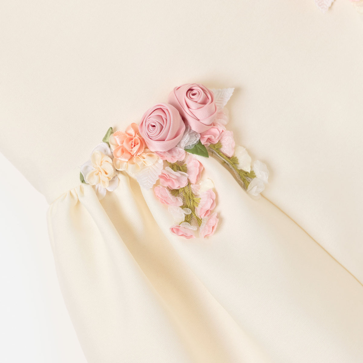 Cream Taffeta Flower Dress