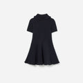 Navy Viscose Knit Bow Collar Dress
