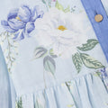 Blue Floral Printed Ramie Dress