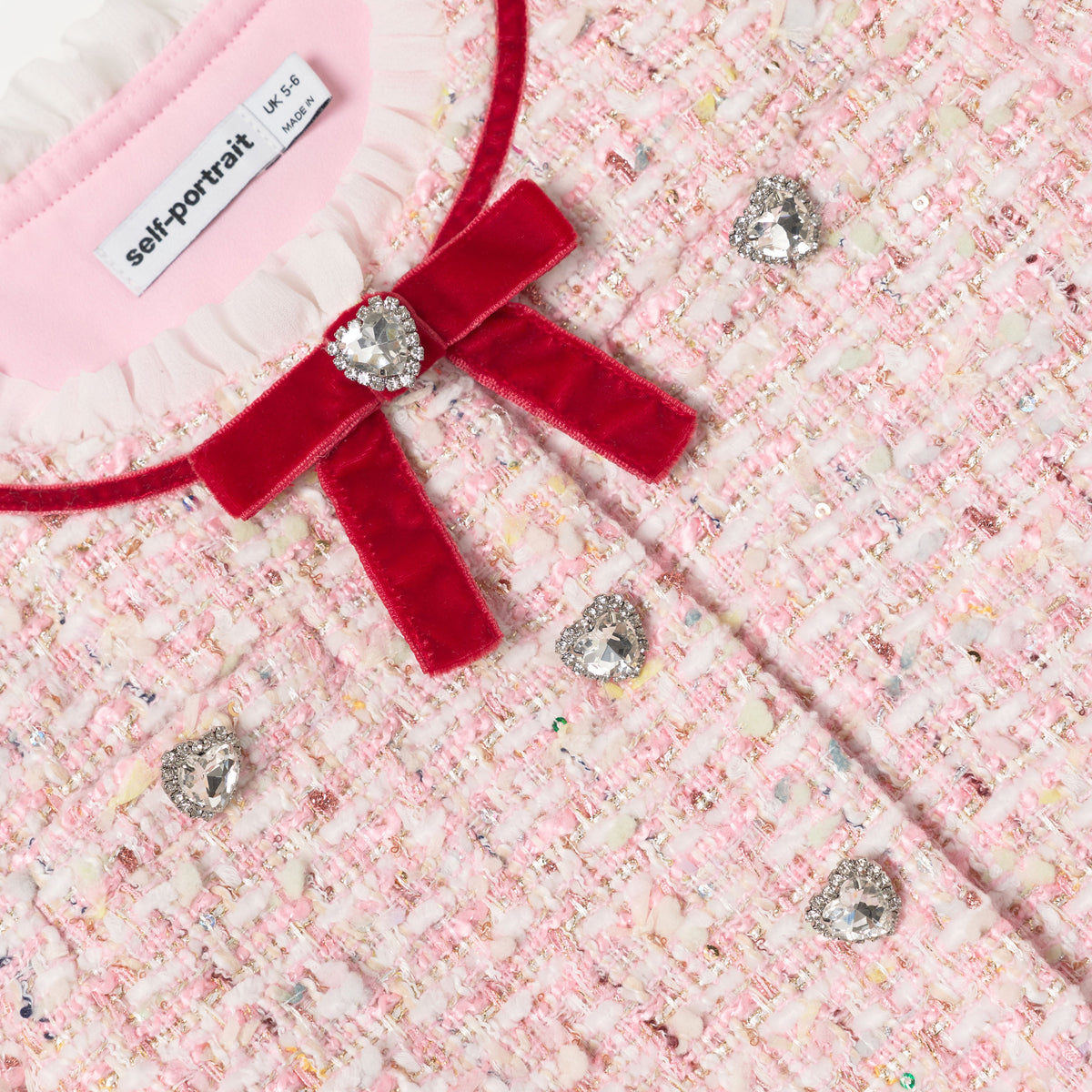 Pink Textured Boucle Frill Collar Jacket