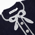 Navy Soft Knit Bow Cardigan