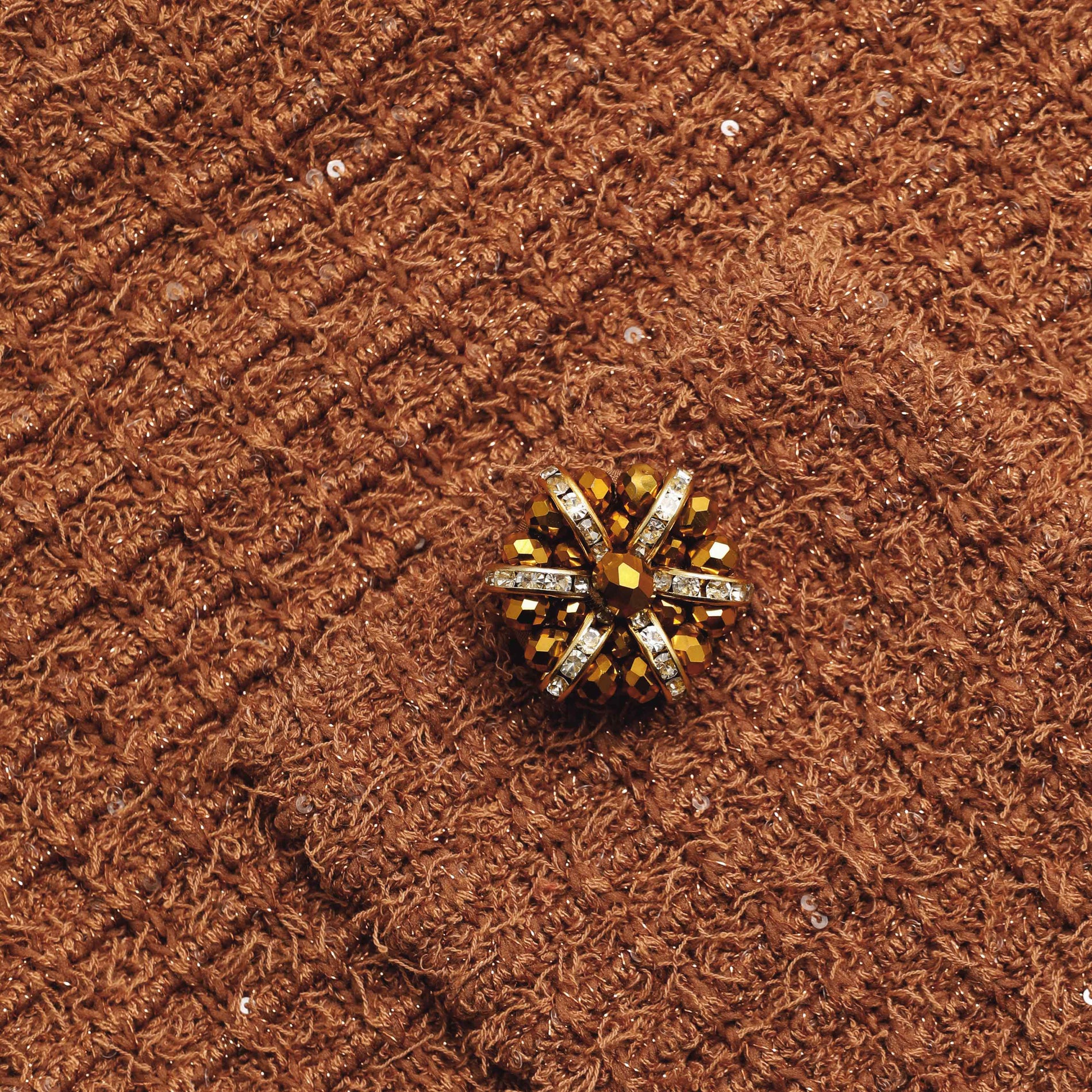 A close up of the fabric for the Brown Textured Knit Mini Skirt