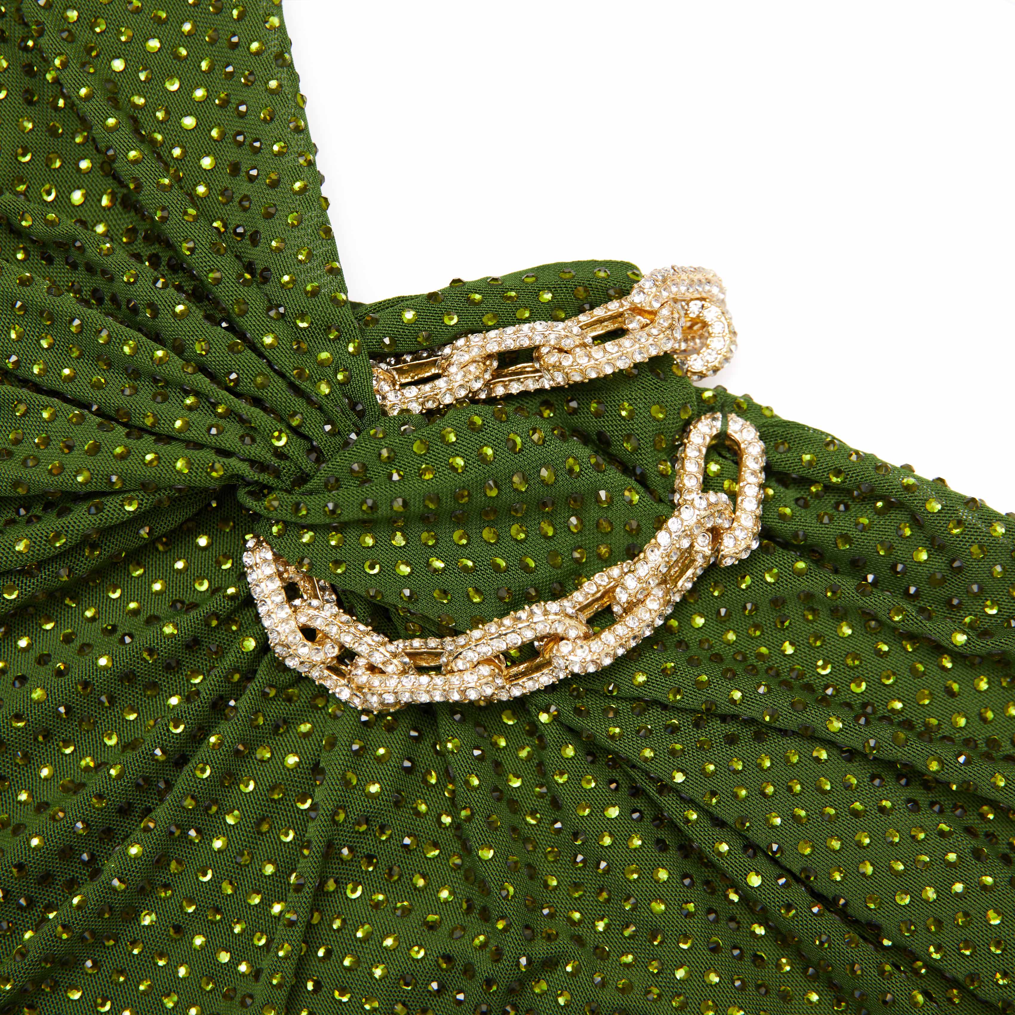 Olive Rhinestone Embellished Maxi Dress