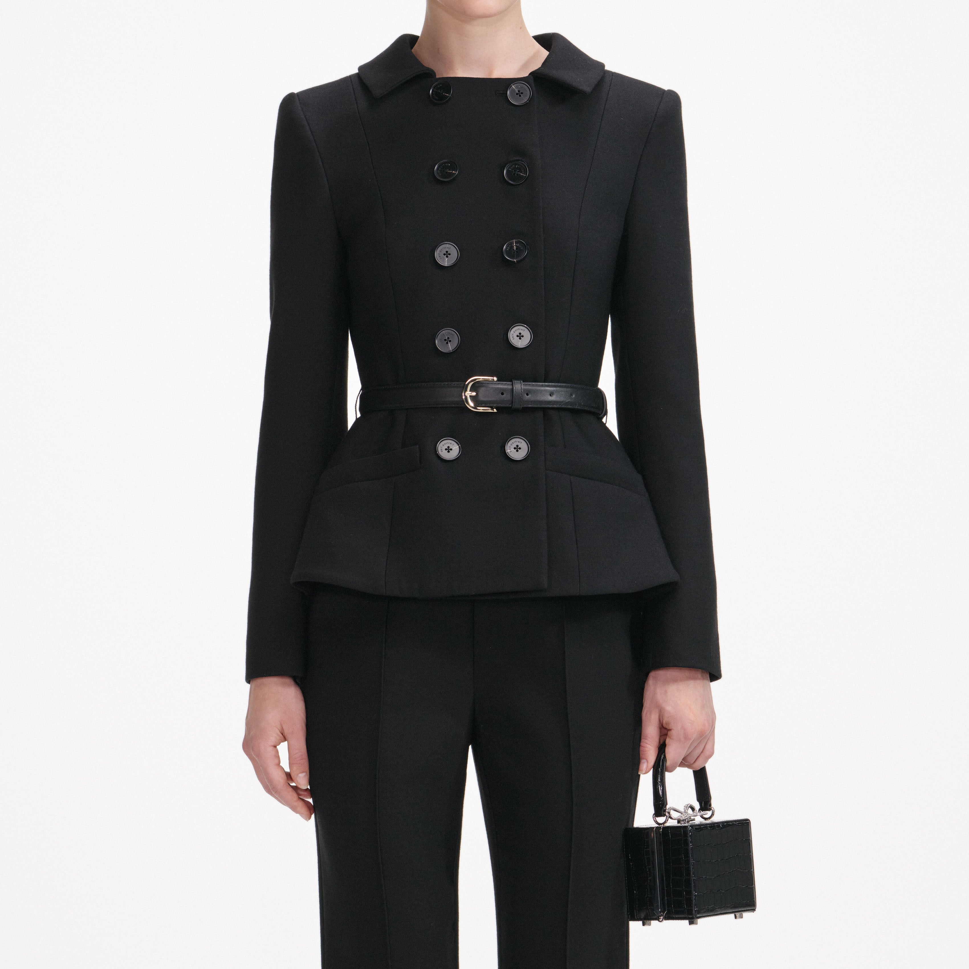 Black Wool Double Breasted Jumpsuit