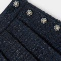 Navy Boucle Pleated Skirt