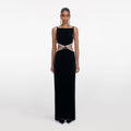 Black Velvet Cut Out Maxi Dress