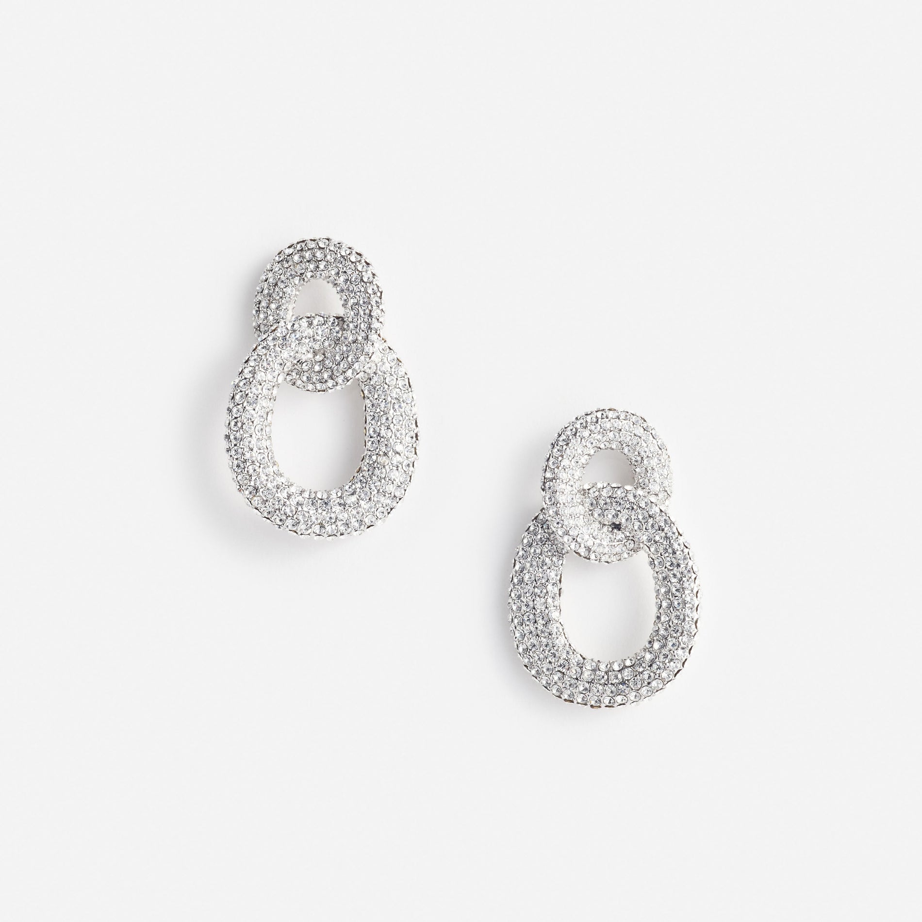 Silver Crystal Link Earrings