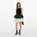 Black Velvet Bubble Hem Top
