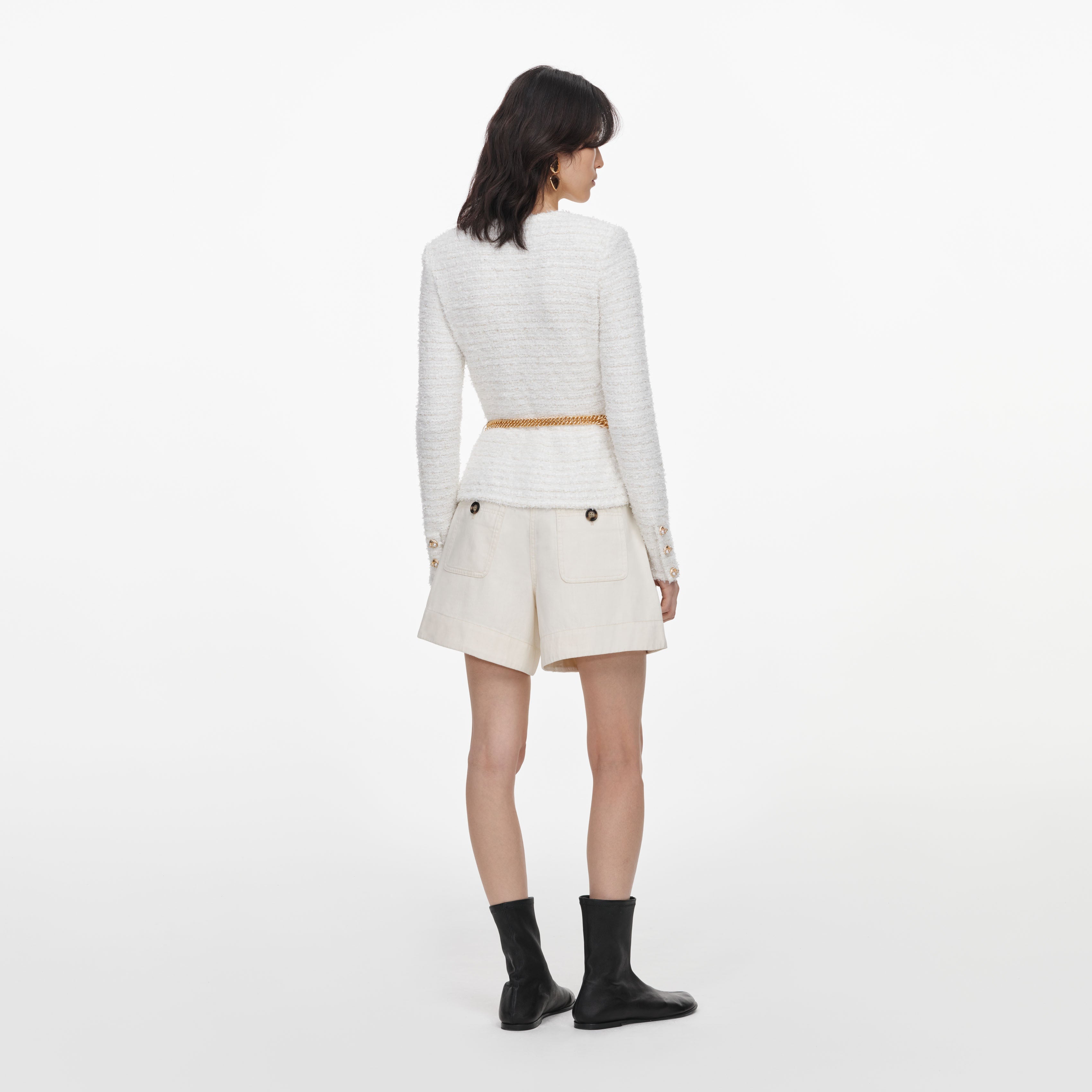 Cream Textured Knit Cardigan