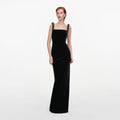 Black Velvet Square Neck Maxi Dress