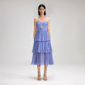 Lilac Polka Dot Tiered Chiffon Midi Dress