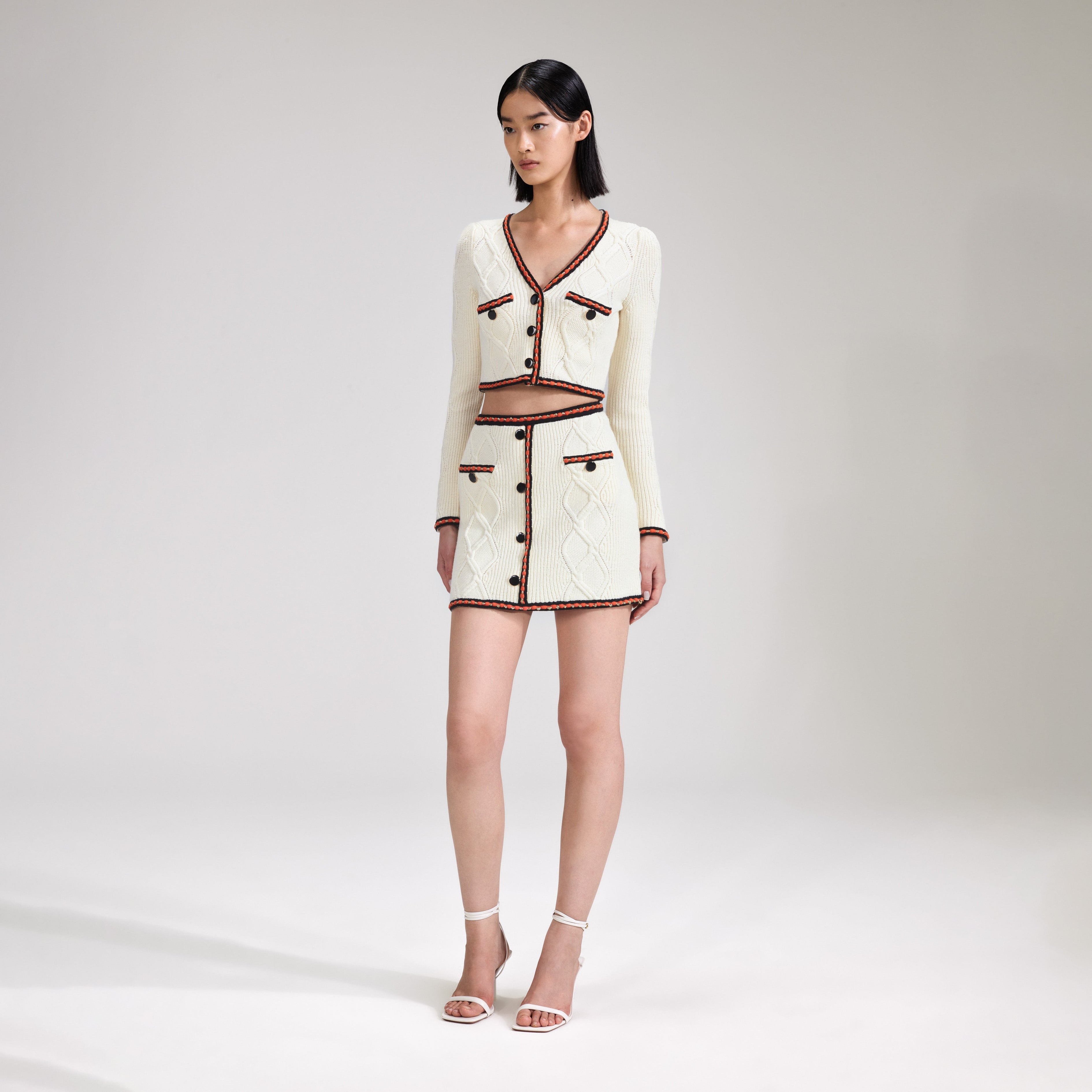 Cream Cable Knit Skirt