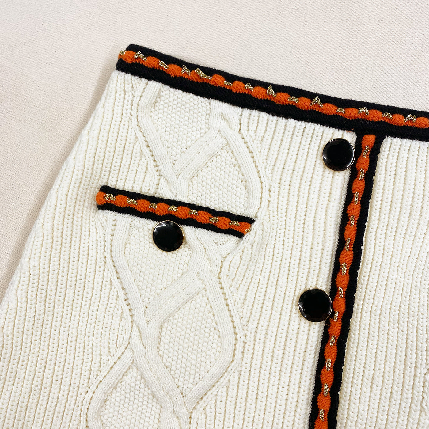 Cream Cable Knit Skirt