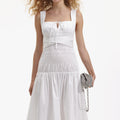 White Cotton Sweetheart Midi Dress
