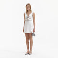 White Bonded Crepe Bow Mini Dress