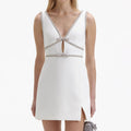 White Bonded Crepe Bow Mini Dress