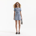 Light Blue Denim Buttoned Mini Dress
