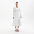 White Tailored Taffeta Midi Dress