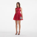 Red Fine Lace Mini Dress