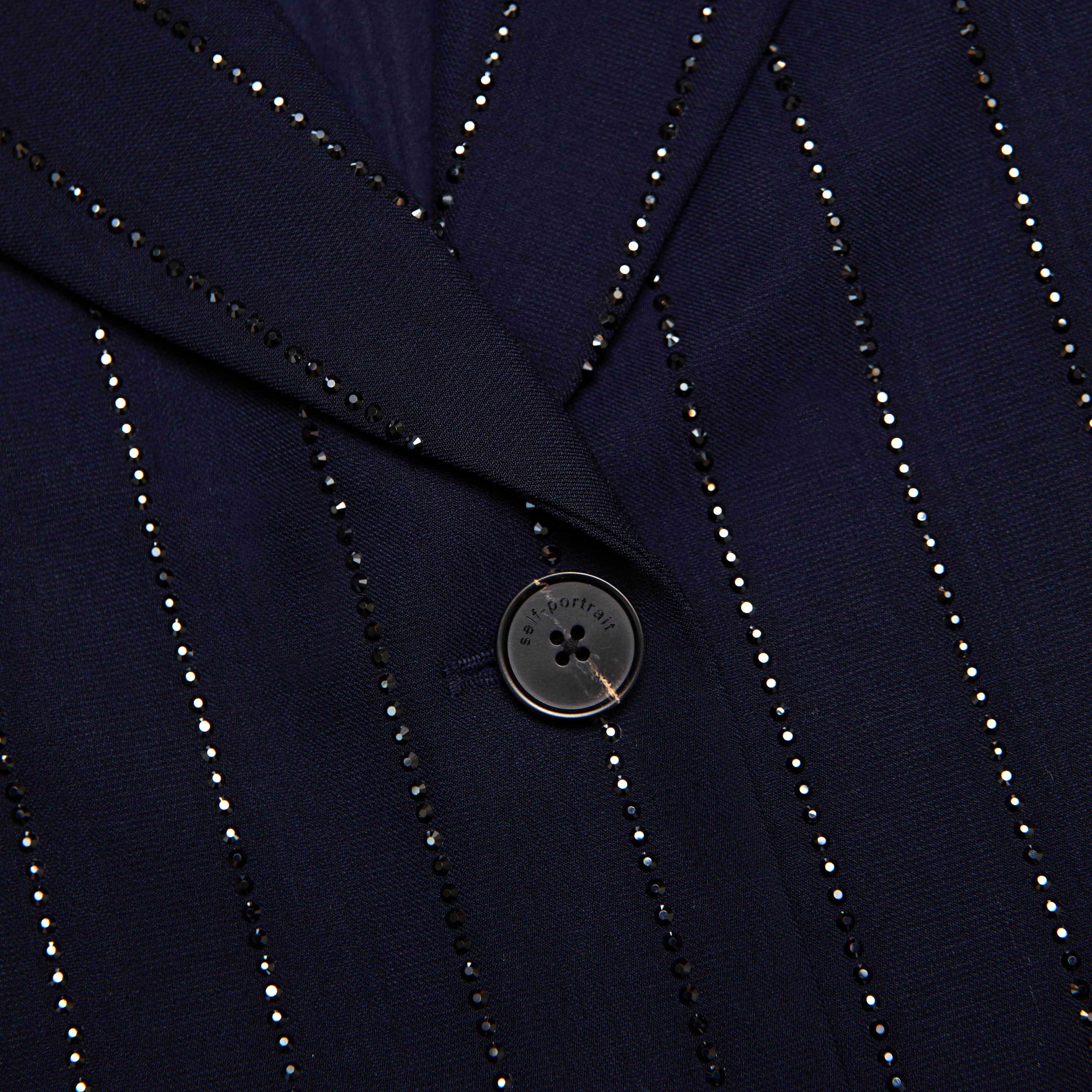 Navy Rhinestone Pinstripe Blazer