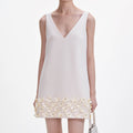 Cream Crepe 3D Sequin Mini Dress