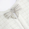 Cream Boucle Bow Mini Dress