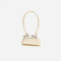 Cream Leather Curved Mini Shoulder Bag
