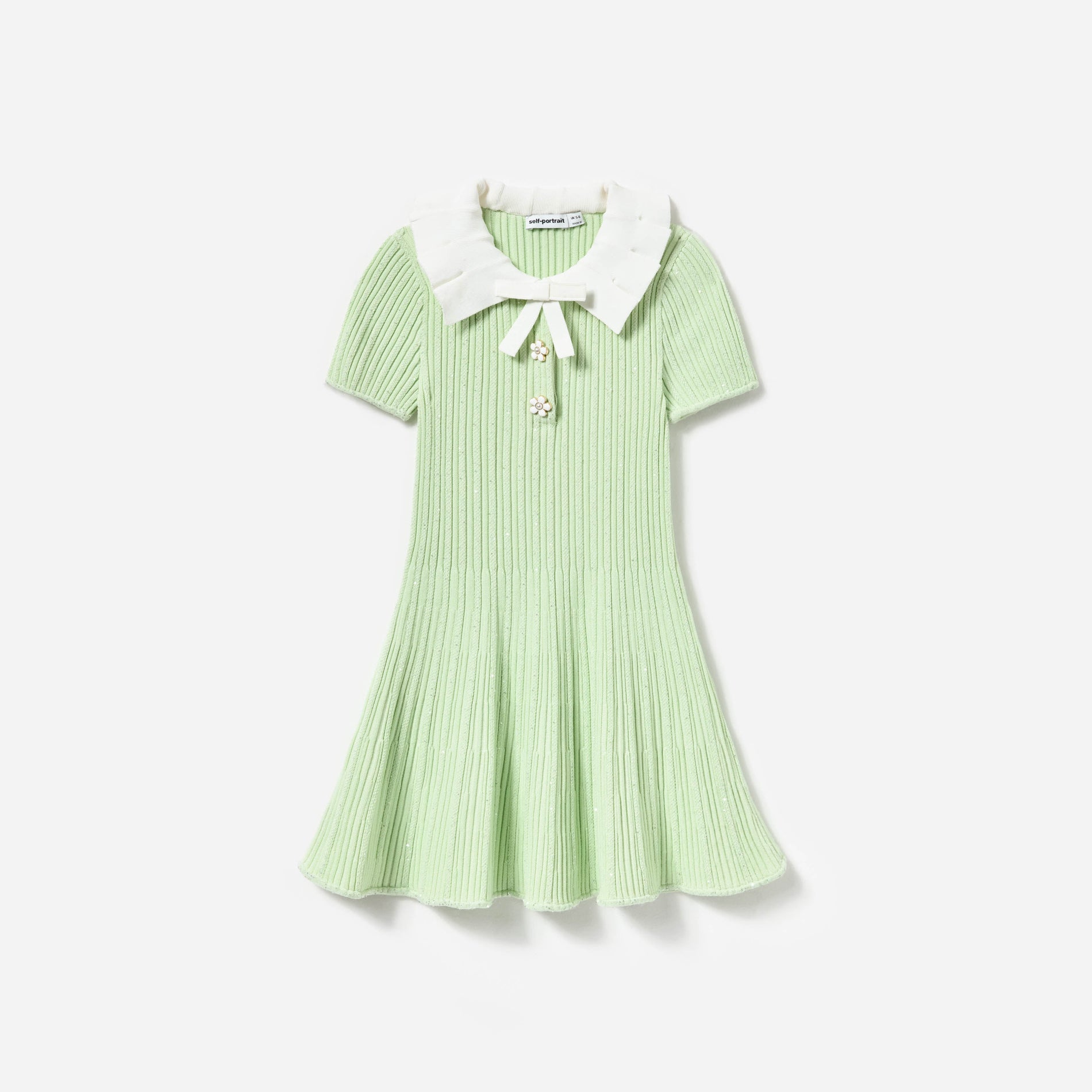 Front view of a woman wearing the Green Ribbed Knit Dress