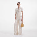 Cream Sequin Knit Top