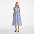 Blue Lace Sleeveless Midi Dress