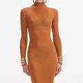 Burnt Orange Viscose Knit Maxi Dress