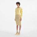 Yellow Lace Cut Out Midi Skirt