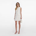 Cream Boucle Lace Trim Mini Dress