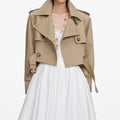 Beige Cropped Trench Jacket