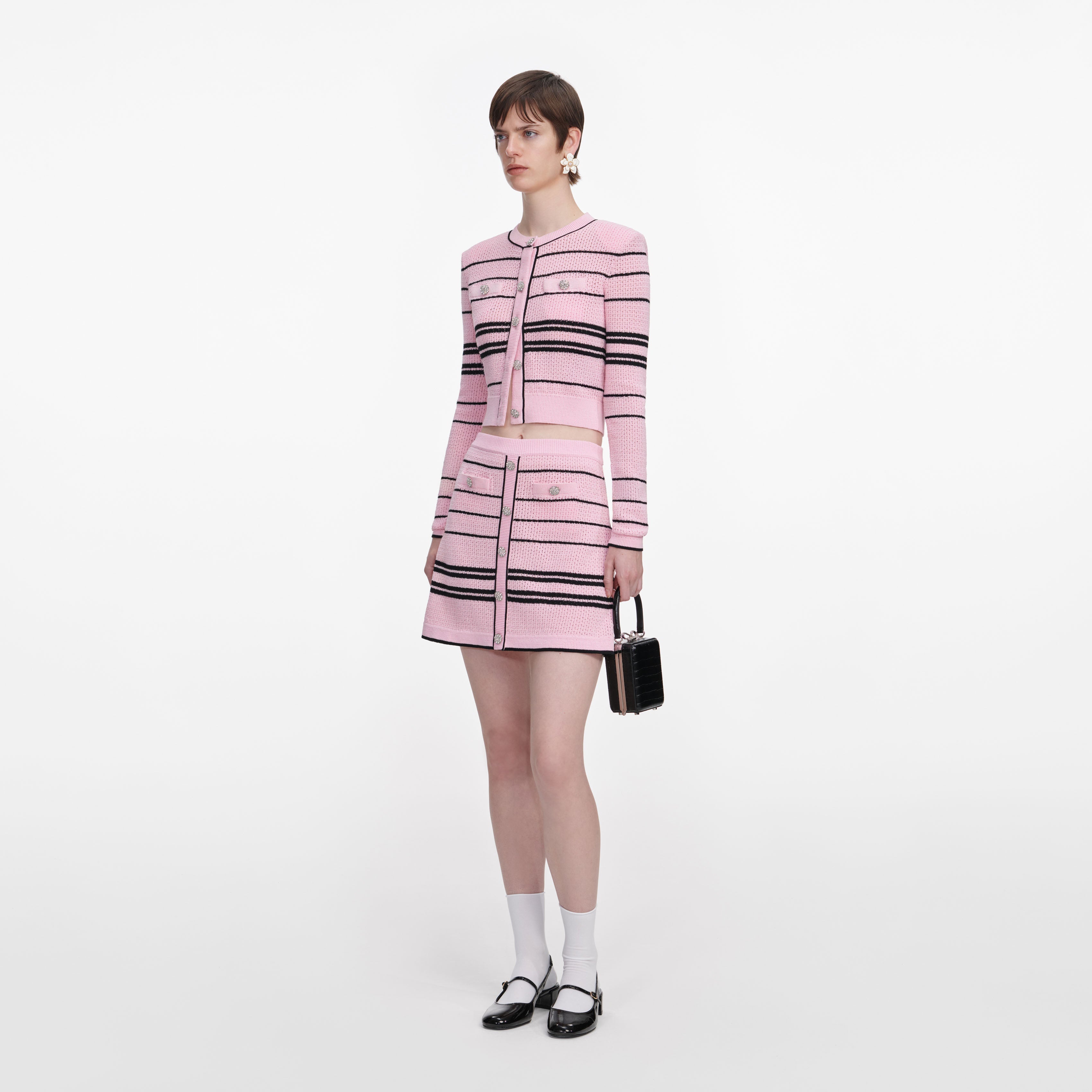 Pink Stripe Knit Mini Skirt