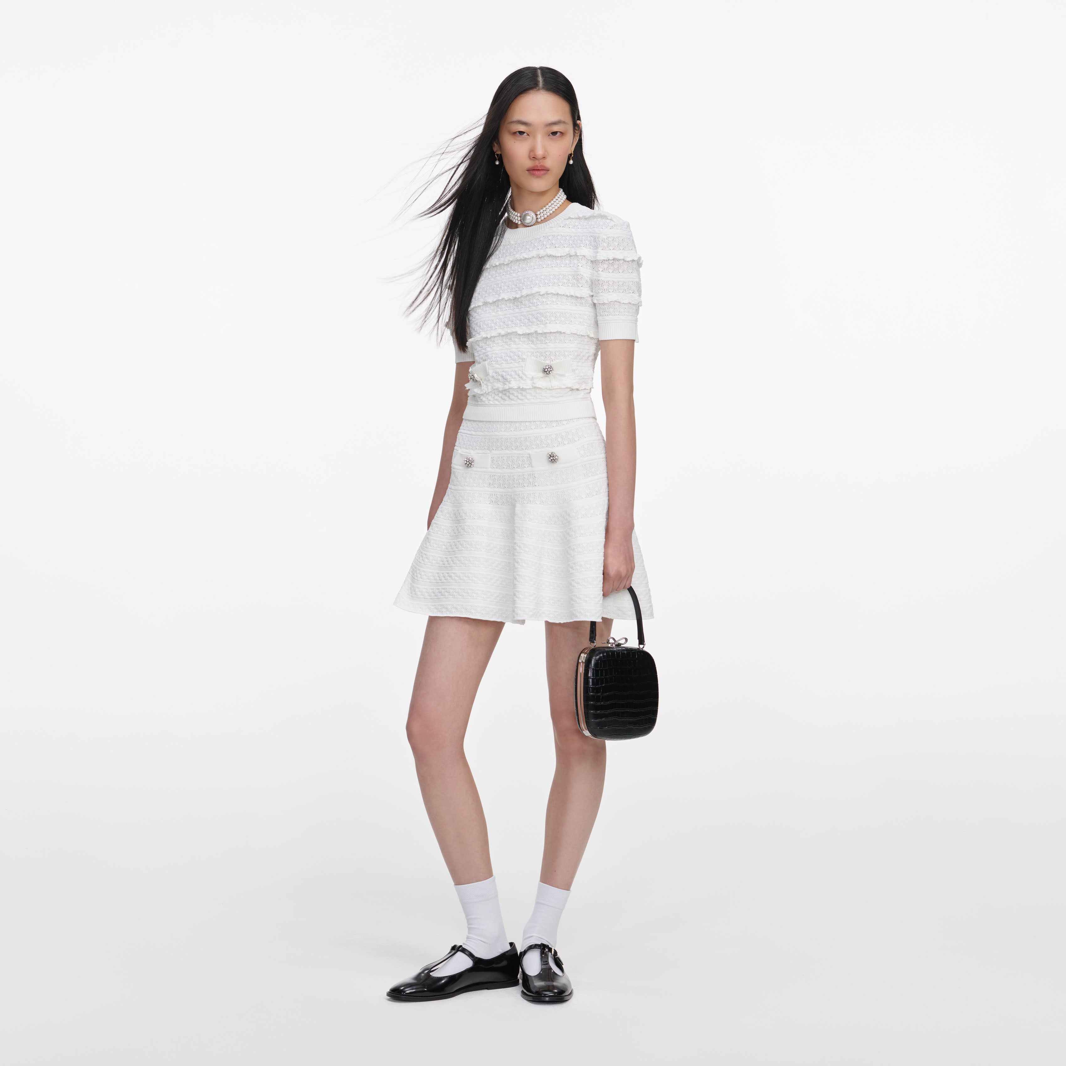 White Pointelle Knit Top