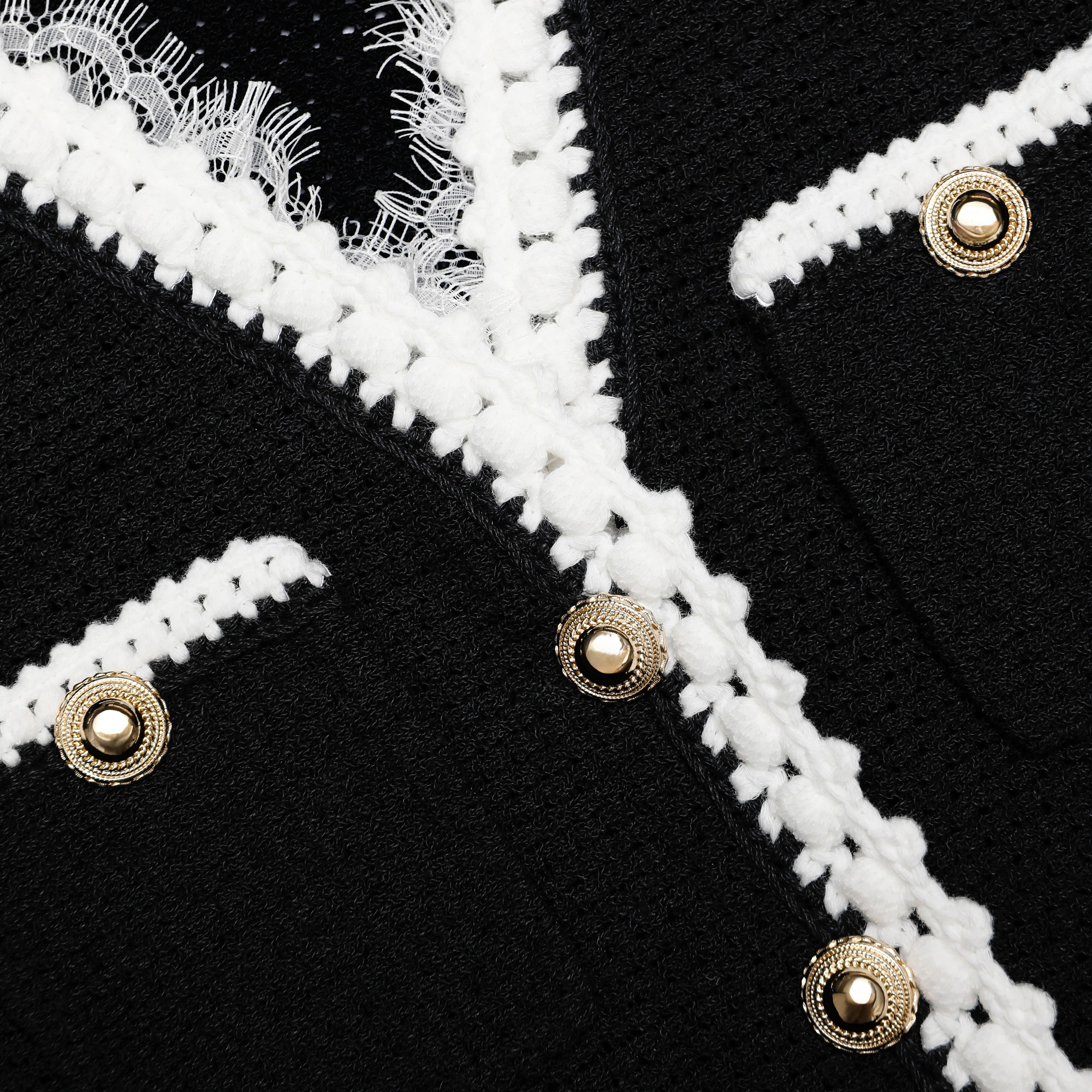 Black Lace Trim Knit Mini Dress