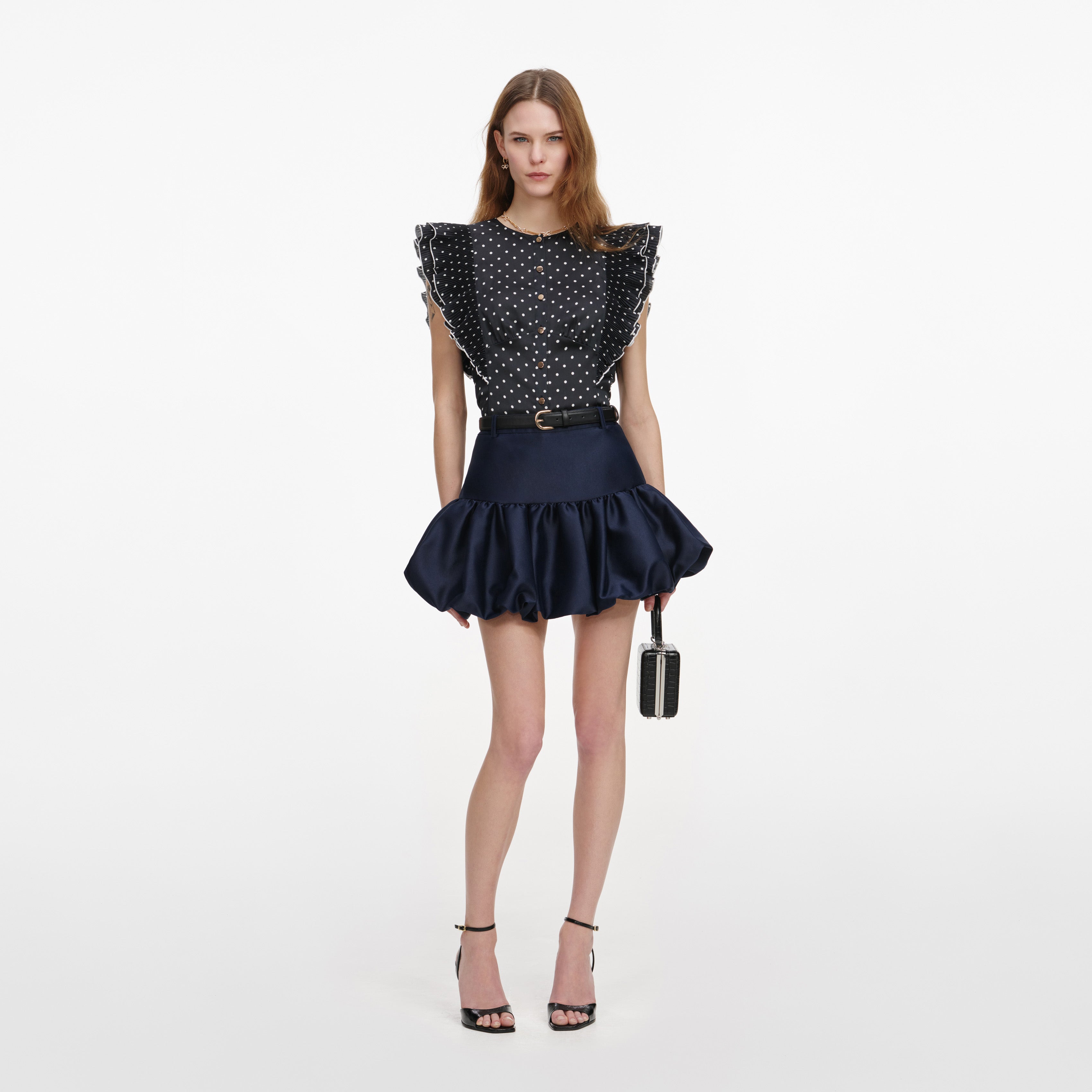 Navy Taffeta Skirt