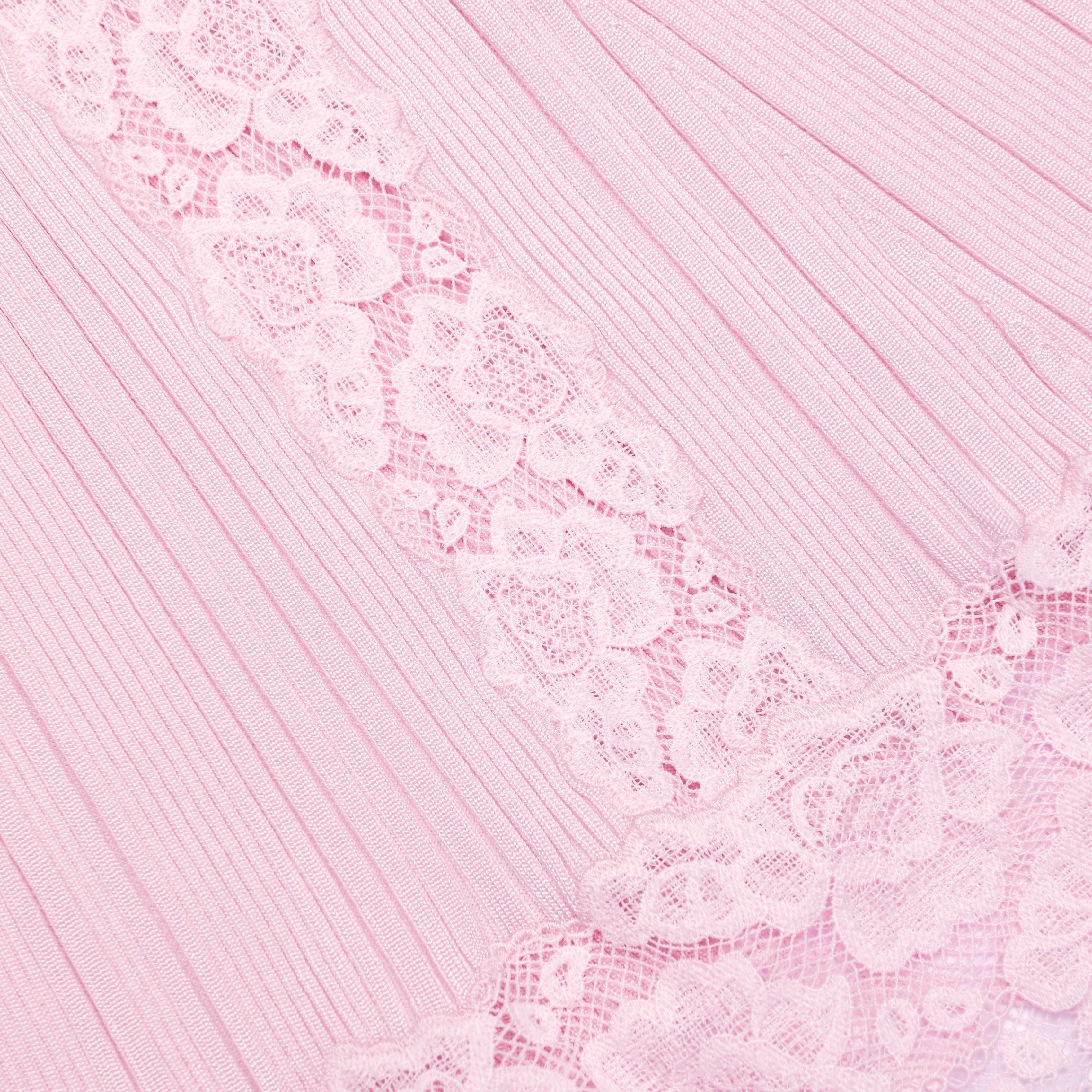 Pink Knit Lace Insert Midi Dress