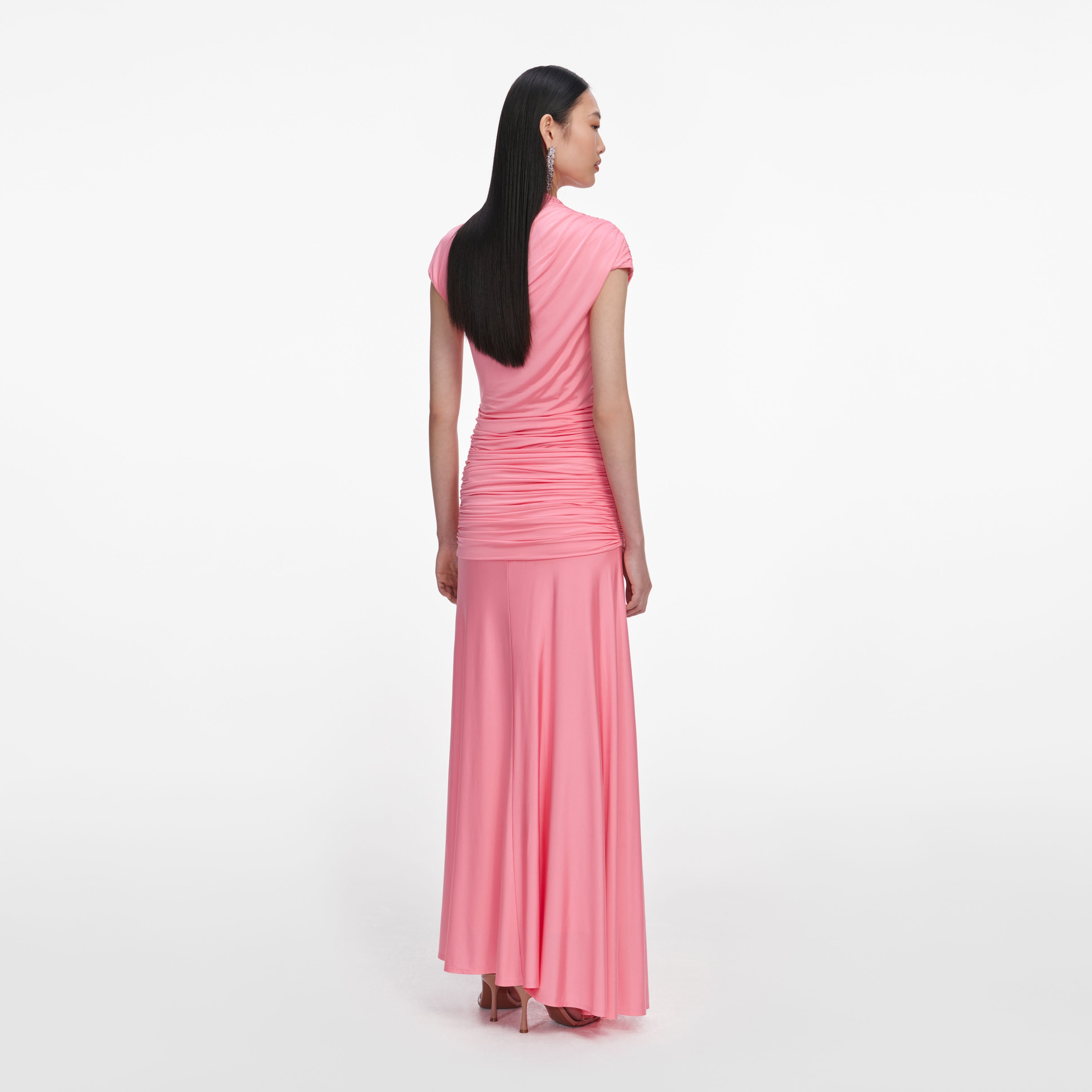 Pink Jersey Gathered Maxi Skirt