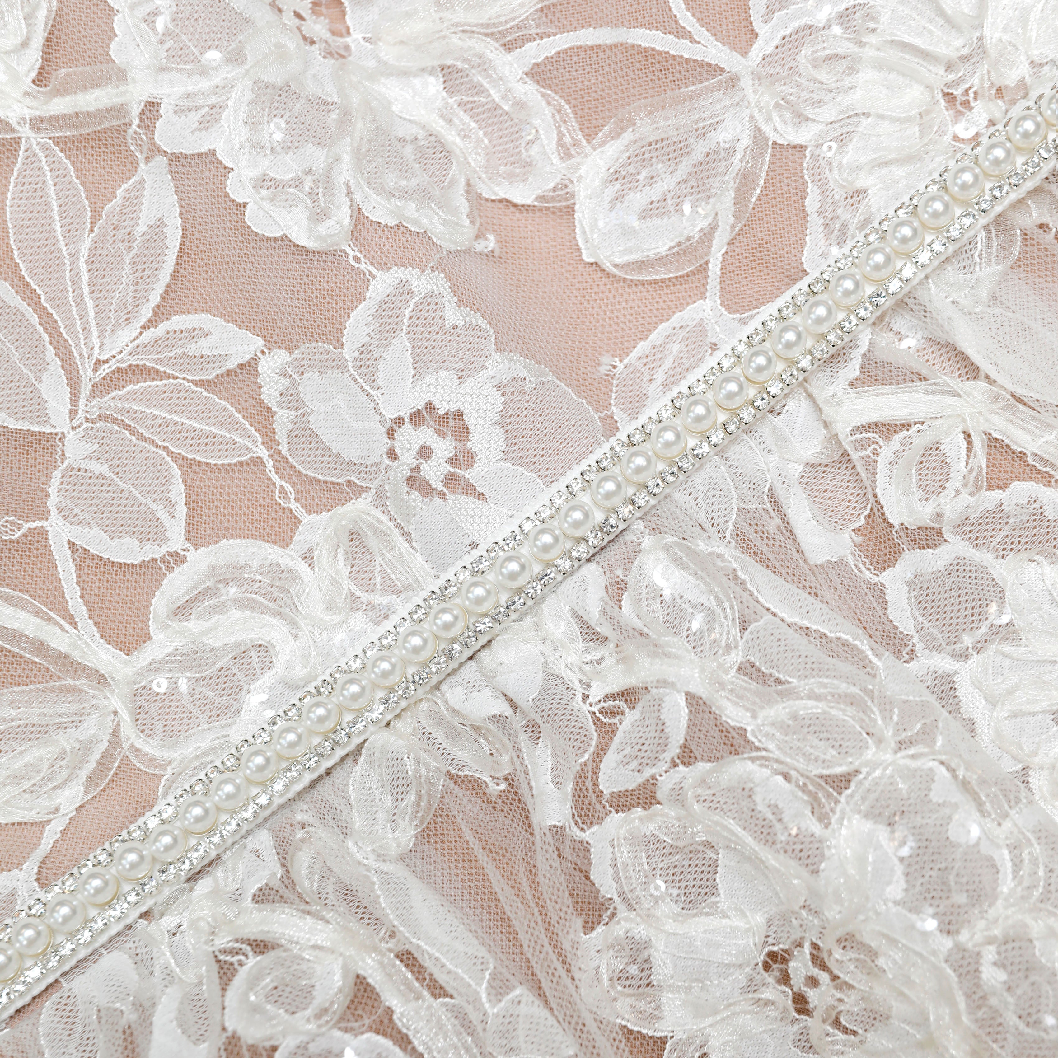 White Sequin Lace Tiered Maxi Dress