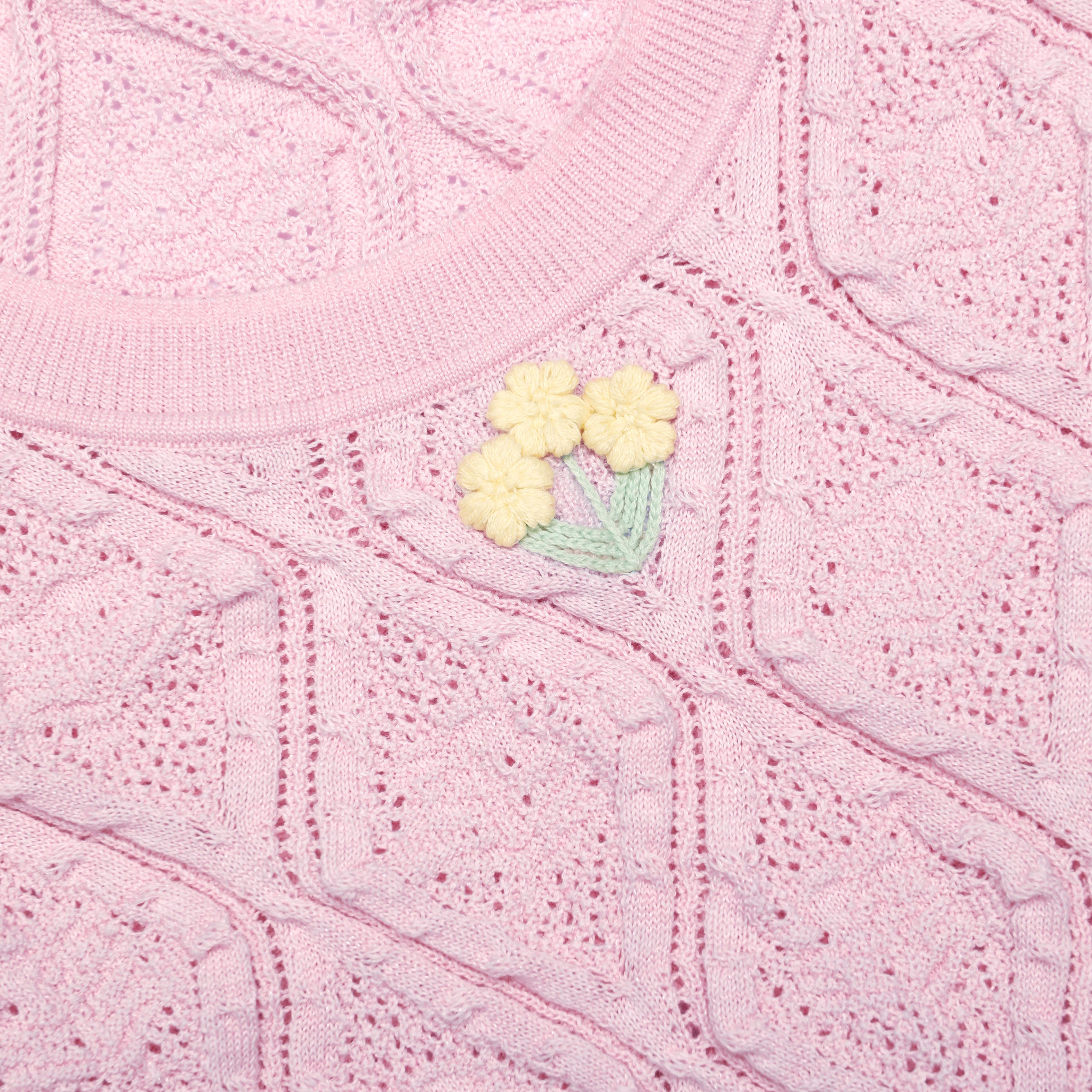 Pink Pointelle Knit Mini Dress